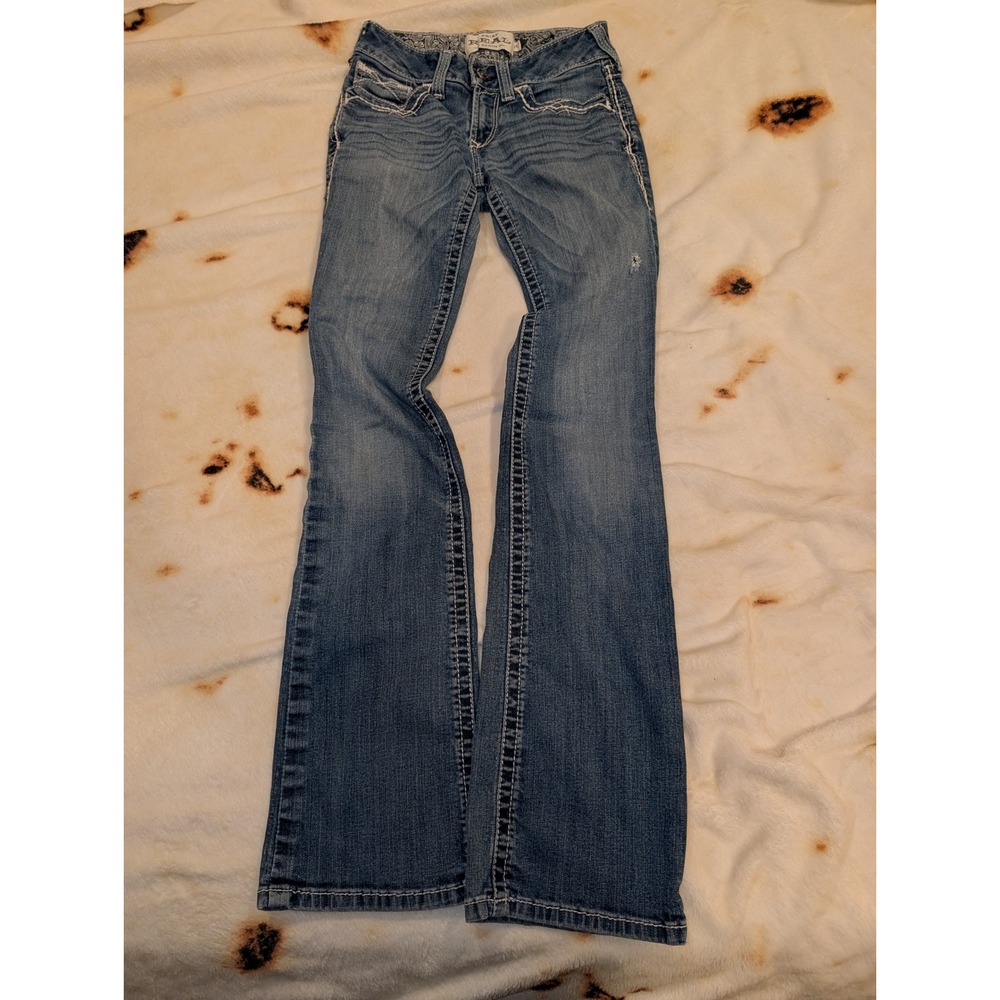 Ariat Real Bootcut Jeans Womens 25L Medium Wash Denim Western Distressed